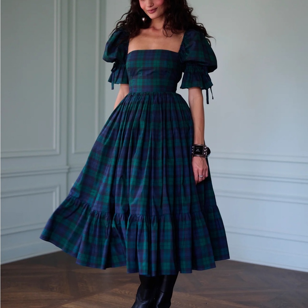 Plaid Green and Blue Women's Dress